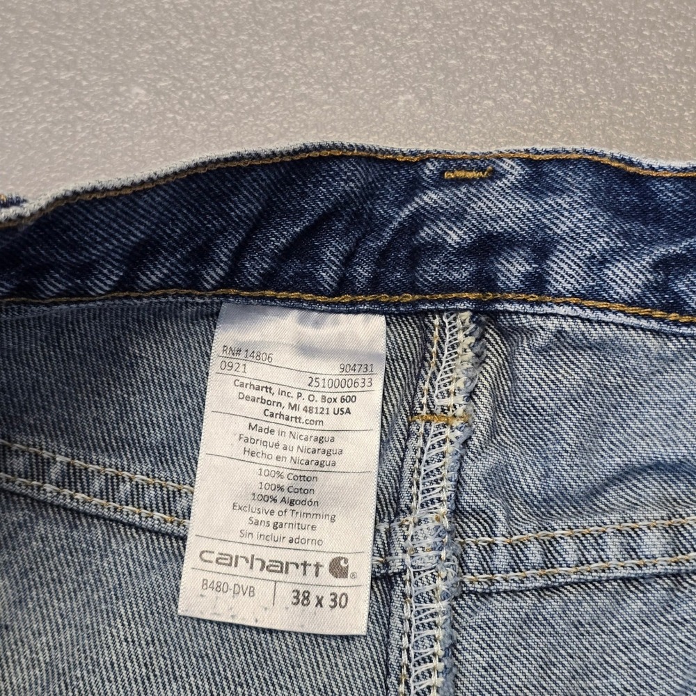 Carhartt B480 Jeans Mens 38x30 Blue Relaxed Fit 100% Cotton Denim Workwear - Picture 3 of 9
